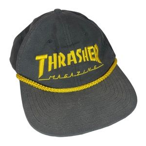 THRASHER Black and Yellow Hat with Rope Detail Skate Brand